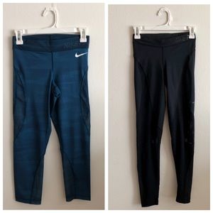 Bundle - Nike Pro Mesh Black Leggins & Blue Capris